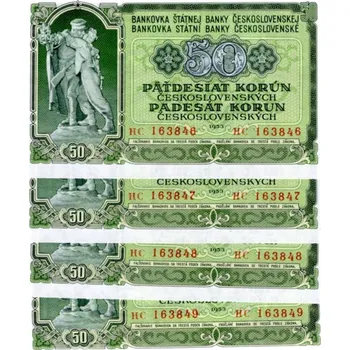 Bankovka ČSR, 4x50 Kčs, Pi. 85b, N/UNC, 1953, serie HC, 163846-9 postupka