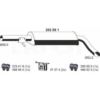 Auto-moto Střední tlumič výfuku ERNST 202091