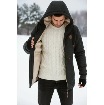 Pánská mikina Pánská bundomikina s kožíškem tm. šedá