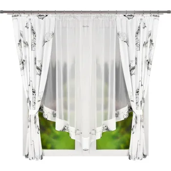 Záclona Fliying Hotová záclona Eleonora s černým peřím 400x160 cm