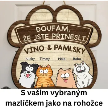 dřevěná podlaha Cedule na dveře - s vašim vybraným mazlíčkem 35cm x 35cm