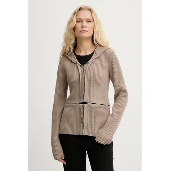 Dámský svetr Vlněný kardigan Heliot Emil AW25.W.07.084.DST19 hnědá 84X, vel. S