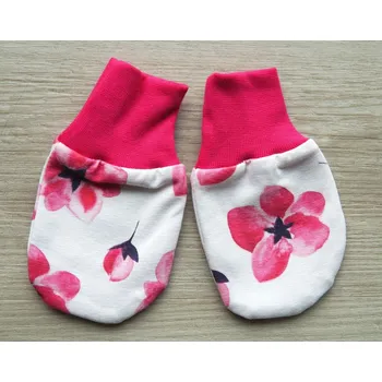 Rukavice AMÁLKA Bavlněné rukavičky, malinové květy Velikost: 56-68