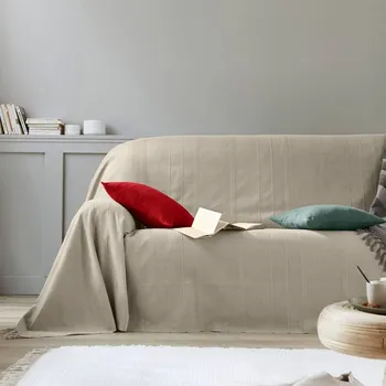 Napínací potah Blancheporte Kolekce ručně tkaných jednobarevných přehozů a povlaků na polštářky konopná 180x240 cm