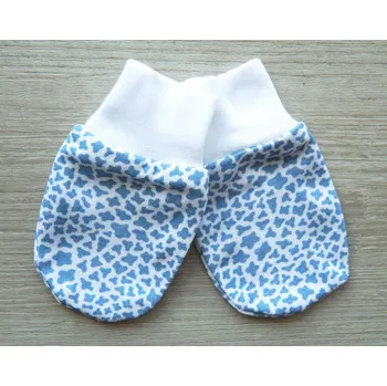 Rukavice AMÁLKA Bavlněné rukavičky bez palečku, modrý tisk Velikost: 56-68