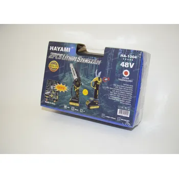 Zahradní nůžky Hayami Aku set 2v1 pilka s automatickým mazáním + aku nůžky 48V v kufříku + 2 baterie a příslušenství