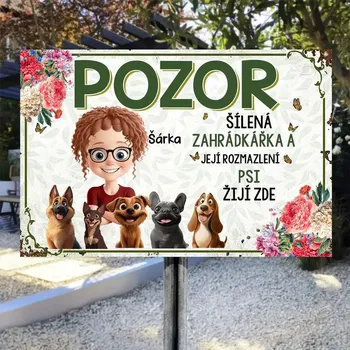 Plechová cedule Dřevěné cedule - Šílená zahrádkářka 48 cm x 30 cm