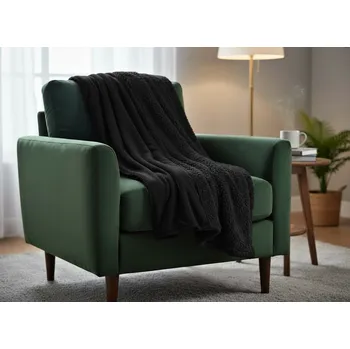 Přehoz na křeslo - sedačku LUXURY černá 70x160 cm Mybesthome