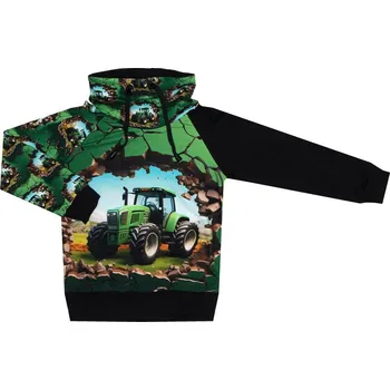 Mikina se stojáčkem - Traktory zelené Velikost: 98