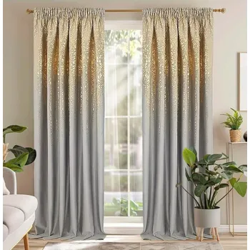 Závěs Fliying Sametový závěs Kamila 140x250 cm, šedý/zlatý(cena za 1 kus)