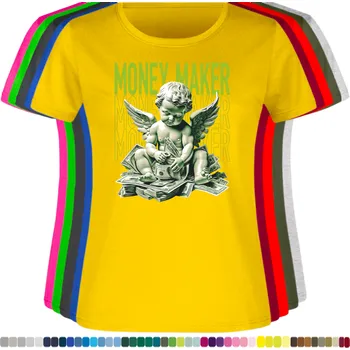 Dámské tričko damske-levne-bavlnene-tricko-digitalni-potisk-andel-penize Barva: Yellow - žlutá, velikost: XXL