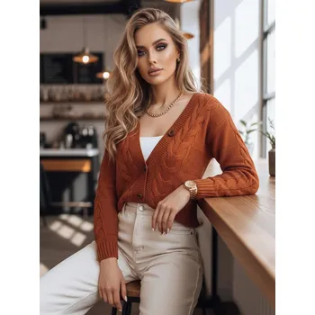 Dámský svetr Hnědý pletený svetr s knoflíky NISTEL MY1684 Velikost: ONE SIZE