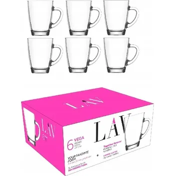 Sklenice Sada skleněných hrnků 6 ks sklenice s uchem 300 ml VEGA LAV