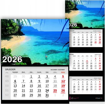 Kalendář Trojdílný kalendář na rok 2026 Niebieskie morze Premium | Mnoho vzorů