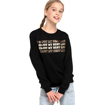 Dívčí mikina Winkiki Kids Wear Dívčí mikina Enjoy my best live - černá/zlatá Velikost: 146