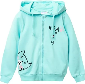 Dívčí oblečení Winkiki Kids Wear Dívčí mikina s kapucí Mia - tyrkysová Velikost: 98