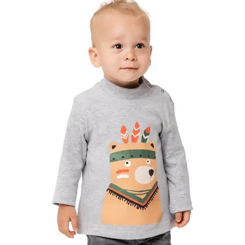Winkiki Kids Wear Chlapecké tričko s dlouhým rukávem Medvěd - šedý melanž Velikost: 98