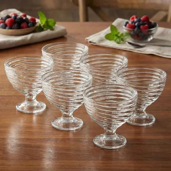 Sklenice Skleněné poháry na zmrzlinu a dezert VESTA DESSERT BOWLS 6 ks 300 ml