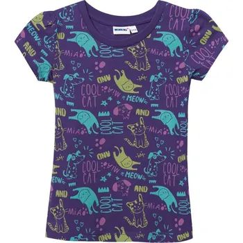 Dívčí oblečení Winkiki Kids Wear Dívčí tričko Cool Cat - fialová Velikost: 116