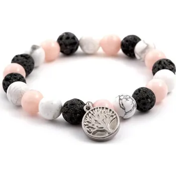 Náramek Korálkový náramek z jadeitu, lávového kamene a howlitu MINK39/17 Agato