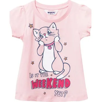 Dívčí tričko Winkiki Kids Wear Dívčí tričko s krátkým rukávem Weekend - růžová Velikost: 110
