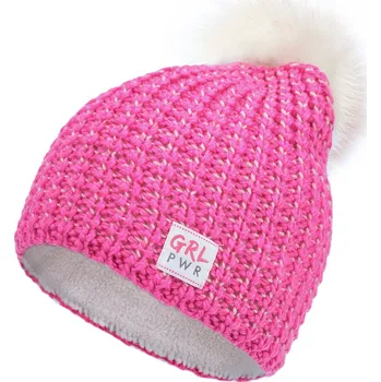 Čepice Marhatter Dívčí pletená čepice - 9490 - jasně-růžová/šedá