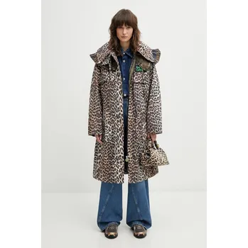 Dámská casual bunda Bunda Barbour x Ganni Leopard Waterproof, 44, hnědá, 82X