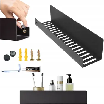 Koupelnový nábytek ZÁVĚSNÁ POLICE LOFT ČERNÁ KOUPELNOVÁ SPRCHOVÁ KOUPELNY KOVOVÁ 60CM