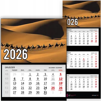 Kalendář Trojdílný kalendář na rok 2026 Karawana wielbłądów Premium | Nástěnný kalendář