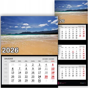 Kalendář Trojdílný kalendář na rok 2026 Spokojna plaża Premium | Nástěnný kalendář s motivy
