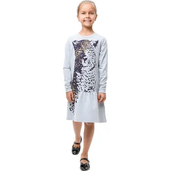 Dívčí oblečení Winkiki Kids Wear Dívčí šaty Gepard - šedý melanž Velikost: 152