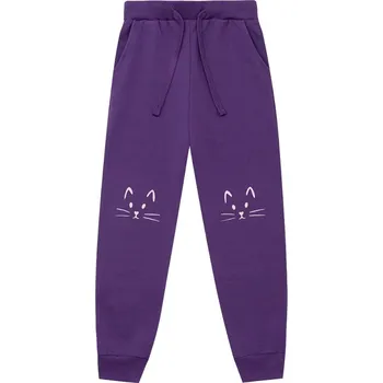 Winkiki Kids Wear Dívčí tepláky 2 Cats - fialová Velikost: 98