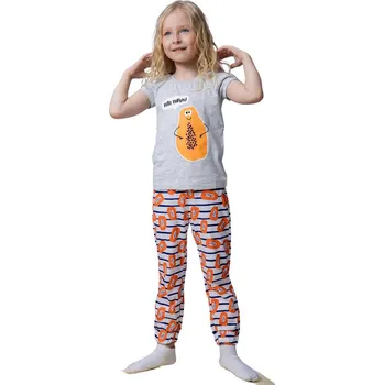 Dívčí pyžamo Dívčí pyžamo Papaya - šedý melanž/bílá | Winkiki Kids Wear Velikost: 116