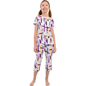 Dívčí pyžamo Dívčí pyžamo - krátký rukáv, dlouhé kalhoty Dream On - bílá/fialová | Winkiki Kids Wear Velikost: 164