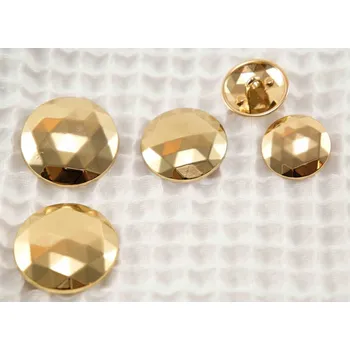 Knoflík Luxusní kovový knoflík - s lomeným šestiúhelníkem - lesklý - zlatý - průměr 2,5 cm