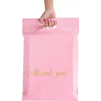 Obálka Růžové kurýrní obálky s uchem 500 × 600 + 70 mm, 50 ks, s nápisem Thank You