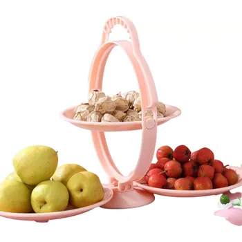 Skládací patrový stojan na dorty a ovoce – růžový