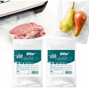 Potravinová fólie 2x Fólie sáčky Sillar na balení potravin pro tepelnou svářečku 15x25cm 50 Ks