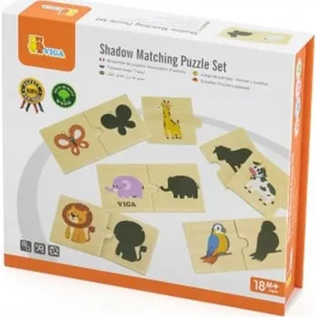 Dřevěná hračka Viga 44747 Sada puzzle - přiřazování stínů