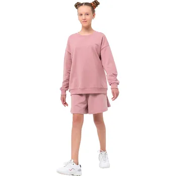 Winkiki Kids Wear Dívčí sportovní tepláková souprava (mikina + kraťasy) - broskvová Velikost: 146