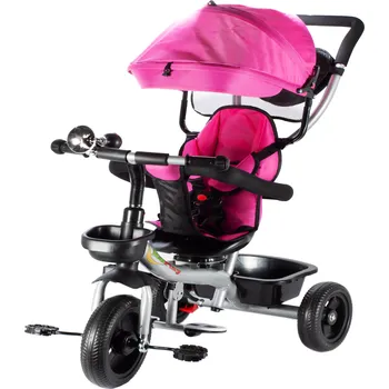 Dětské kolo Dětské otočné tříkolové kolo s stříškou – růžové