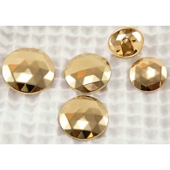 Knoflík Luxusní kovový knoflík - s lomeným šestiúhelníkem - lesklý - zlatý - průměr 2,26 cm