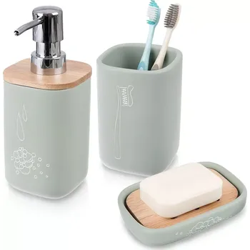 Koupelnová předložka Zelená koupelnová sada GREENISH, 3 díly