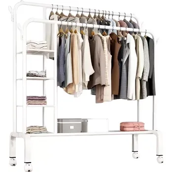 Věšák Multifunkční volně stojící věšák na oblečení 133 × 154 cm – bílý