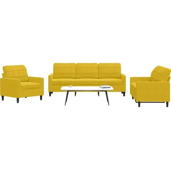 Pohovka 3dílná sedací souprava s poduškami žlutá samet Žlutá3278357