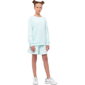 Winkiki Kids Wear Dívčí sportovní tepláková souprava (mikina + kraťasy) - limetková modrá Velikost: 128