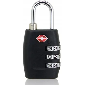 ZÁMEK NA KUFR TSA S PROMĚNNÝM KÓDEM, ZAVAZADLOVÝ, NA KUFR, PEVNÝ, ČERNÝ