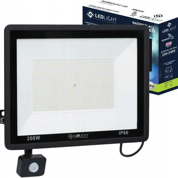 LED halogenový reflektor 200W s pohybovým senzorem IP66 pro venkovní použití