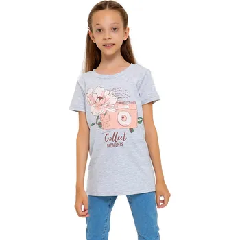 Dívčí oblečení Winkiki Kids Wear Dívčí tričko Collect Moments - šedý melanž Velikost: 146