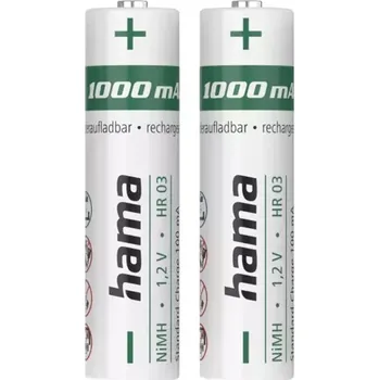 Článková baterie Hama NiMH akumulátor AAA Micro 1000 mAh, Ready for Use, 2 ks